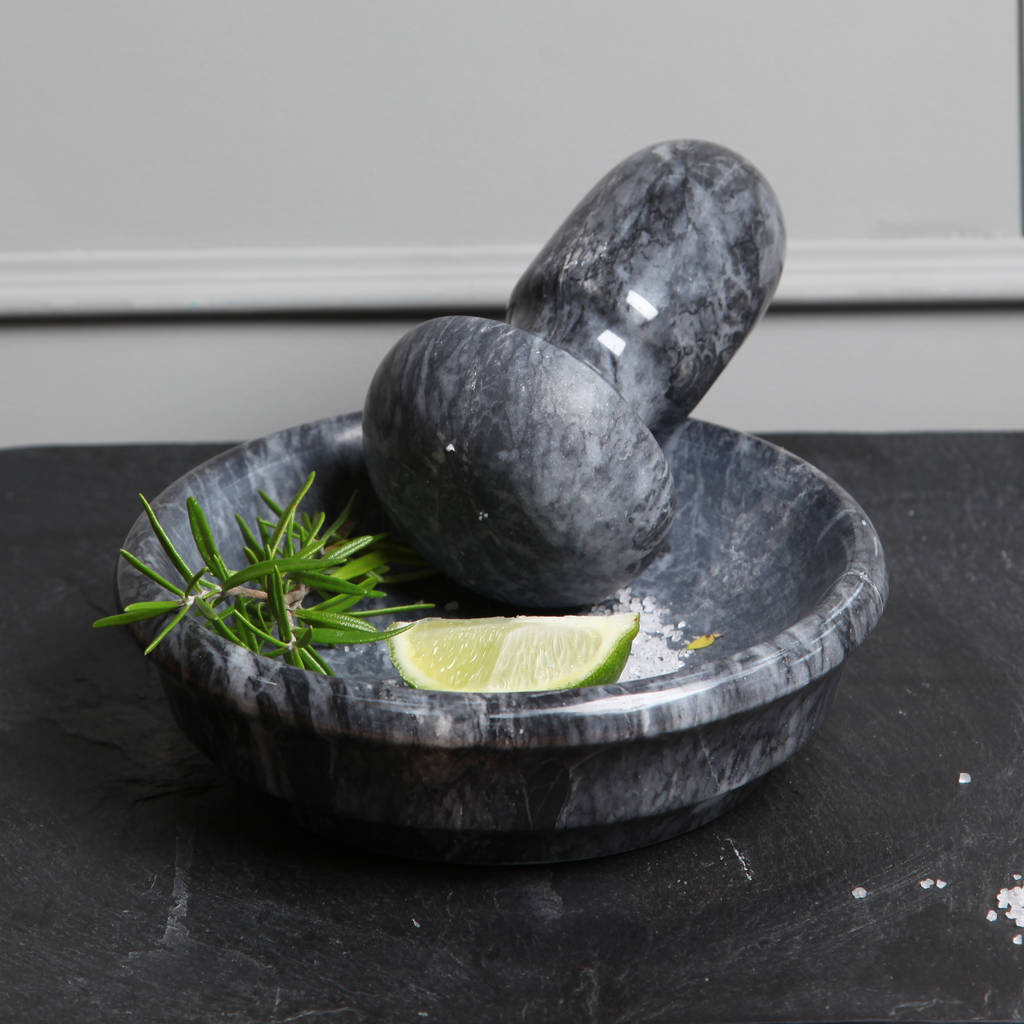Marble Flat Pestle And Mortar. Two Sizes Available, 1 of 4