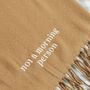 Personalised Biscuit Scarf With Embroidered Customisable Slogan, thumbnail 2 of 3
