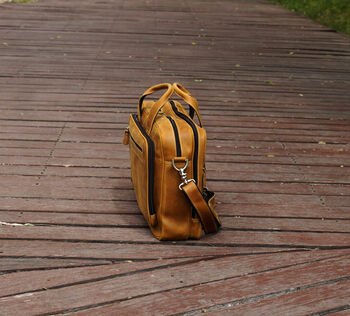 Leather Briefcase With Luggage Strap Worn Look, 5 of 9