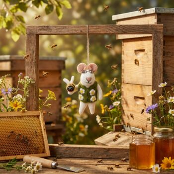 Handmade Felt Isaac The Mouse Decoration, 3 of 3