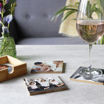 Set Of Bamboo Photo Coasters For Mum, 3 of 8