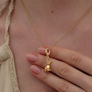 18ct Gold Rabbit Charm Necklace, 3 of 6