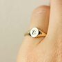 Mini Initial And Diamonds Signet Ring Gold/Silver, thumbnail 6 of 12