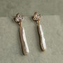 Freshwater Pearl Baton Bridal Drop Earrings, thumbnail 4 of 6
