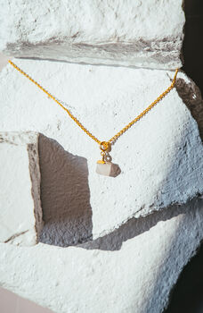 Rose Quartz Nugget Necklace Real 18k Gold Plated Gift, 4 of 5