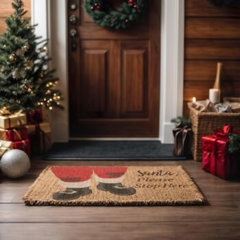 Santa Stop Here Coir Doormat, 2 of 5