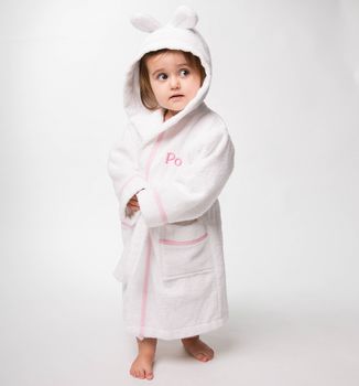 Personalised White And Pink Bathrobe With Bunny Ears, 3 of 8