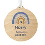 Personalised Blue Rainbow Round Wooden Decoration, thumbnail 2 of 4