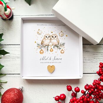 Special Couple Personalised Christmas Card, Owl Design, 3 of 5