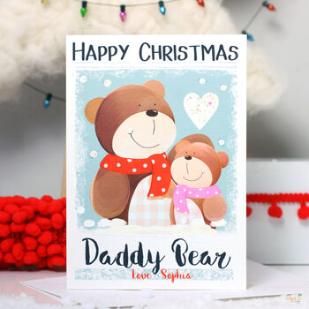 Personalised Daddy Bear Christmas Card, 3 of 8