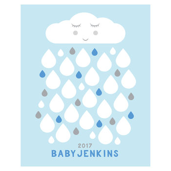 Raindrops Personalised Baby Shower Guest Book Print, 2 of 5