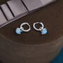 Sterling Silver Blue Opal Planet And Star Huggie Hoop Earrings, thumbnail 6 of 10