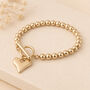 Gold Plated Bead Bracelet With Heart Charm, thumbnail 1 of 7