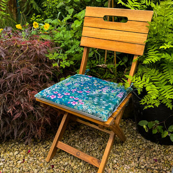 Water Resistant Garden Chair Seat Pads Cottage Teal, 2 of 6
