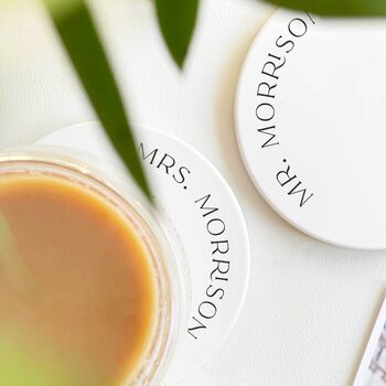 Mr And Mrs Personalised Ceramic Coasters Set, 5 of 6