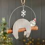 Christmas Sloth Hanging Decoration, thumbnail 2 of 3