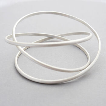 Recycled Silver Slim Gyre Bangle, 2 of 6