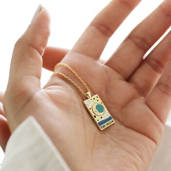 Enamel Tarot Card Necklace In Gold Plating, 3 of 12