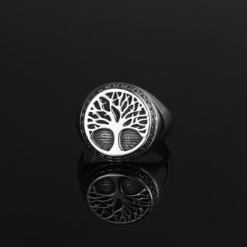Gold Plated Tree Of Life Steel Signet Ring For Men, 9 of 12