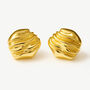 Women’s Textured Crinkle Stud Earrings In 18k Gold, Statement Jewellery, thumbnail 2 of 4