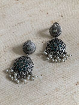 Blue Oxidised Dangle Earrings, 3 of 4