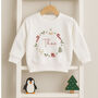 Personalised Child's Christmas Sweatshirt Jumper Wreath, thumbnail 3 of 5
