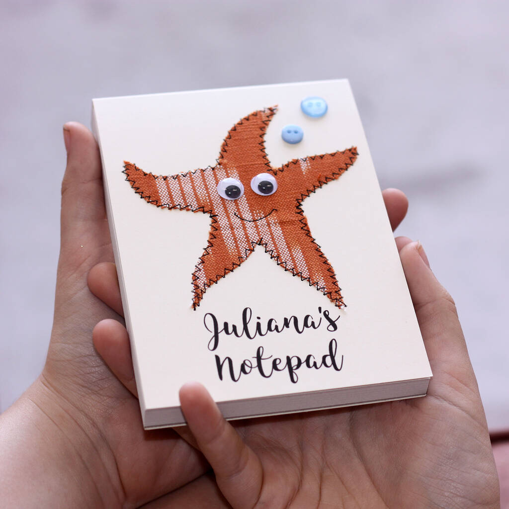 Personalised Starfish Embroidered Notepad, 1 of 3