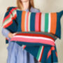 Bold Contrasting Stripe Rectangle Cushion Soft Wool, thumbnail 3 of 6