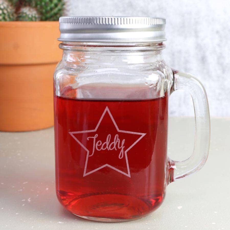 personalised mason drinking jar with engraved heart by lisa angel