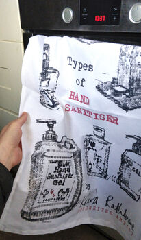 Keira Rathbone 'Types Of Hand Santiser' Tea Towel, 3 of 7