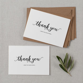 Wedding Thank You Card From The Newlyweds Set Of Five By Kismet ...