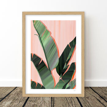 Pink And Green Banana Leaves Art Print, 5 of 8
