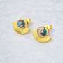 Pink Opal Turquoise Gold Plated Small Fan Earrings, thumbnail 1 of 4