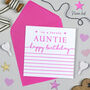 Simply Stripey Auntie Birthday Card, thumbnail 1 of 2