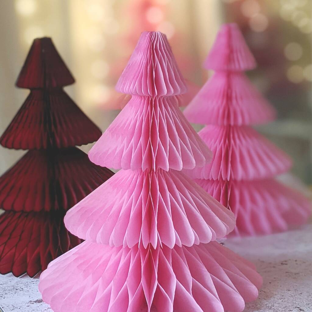 Pink Honeycomb Paper Christmas Tree By The Danes