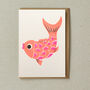 Koi Fish Risograph Greeting Card, thumbnail 1 of 3