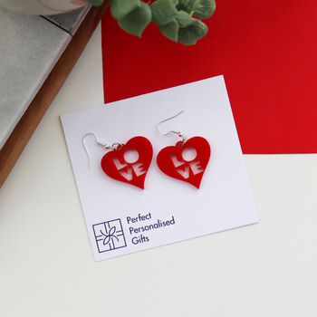 Love Heart Acrylic Red Earrings, 6 of 7