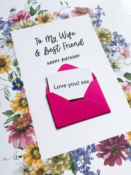 Personalised Floral Wife/Husband Birthday Card, 4 of 9