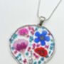 Statement Necklace With Multicolour Flowers In Silver, thumbnail 3 of 12