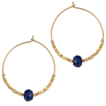 Lapis Lazuli And Fair Trade Hoops 30mm, 2 of 10
