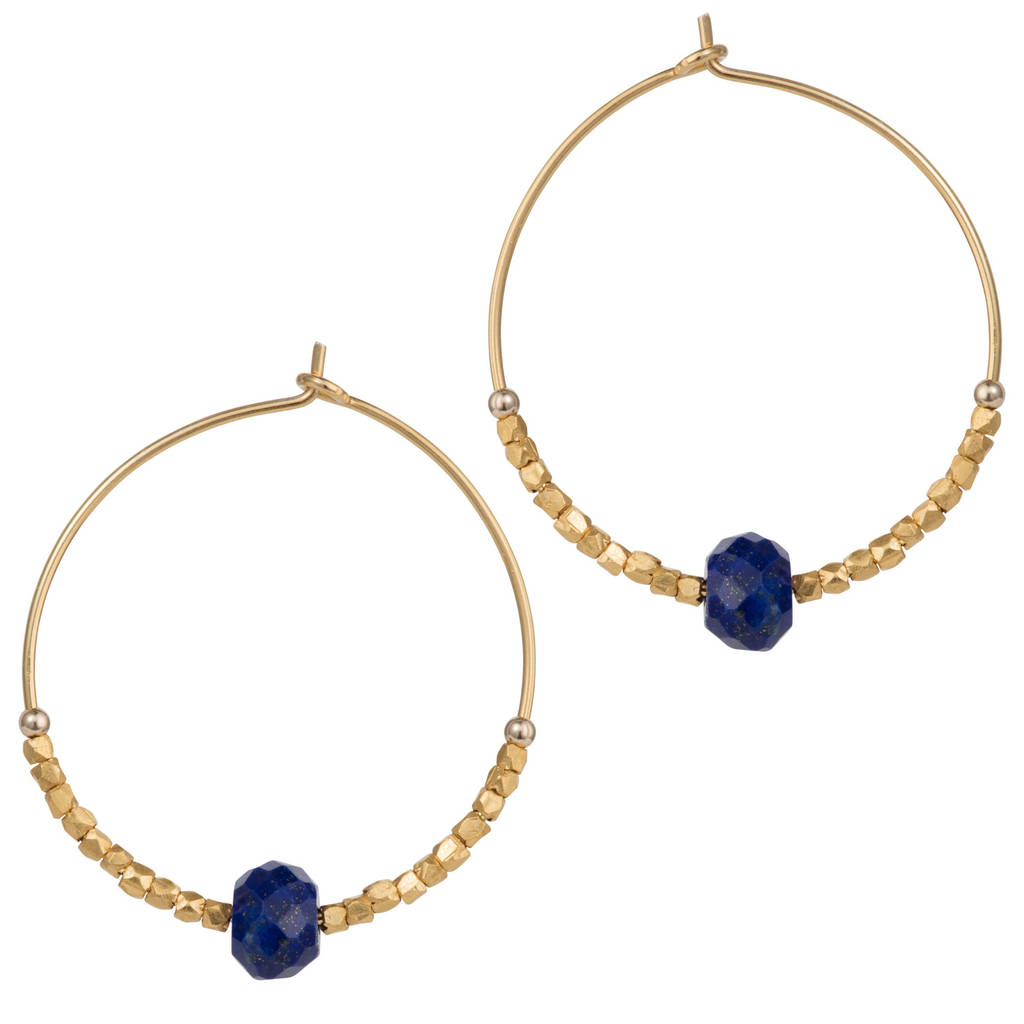 Lapis Lazuli And Fair Trade Hoops 30mm By MyHartBeading