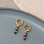 Linear Huggie Garnet January Birthstone Earrings, thumbnail 3 of 7