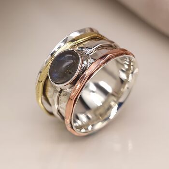 Personalised Sterling Silver Labradorite Spinner Ring, 2 of 7