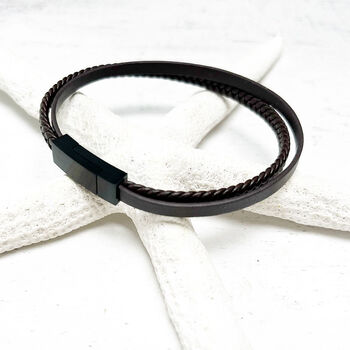 Classic Braided Leather Men's Bracelet, 4 of 6
