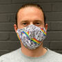 Roses And Rainbow Fabric Fitted Reusable Face Mask, thumbnail 5 of 7