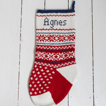 Personalised Oslo White Heel Red Christmas Stocking, 2 of 8