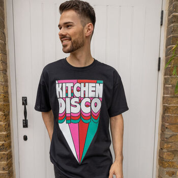 Kitchen Disco Men's Retro Slogan T Shirt In Black, 4 of 4