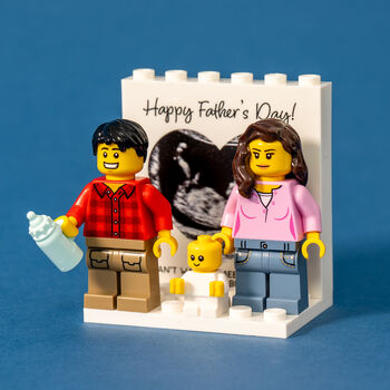 Personalised First Father’s Day Baby Scan Lego® Brick Minifig Display Gift For Dad To Be, 2 of 11