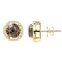 Round Smoky Quartz 18k Gold Plated Stud Earrings, thumbnail 2 of 4