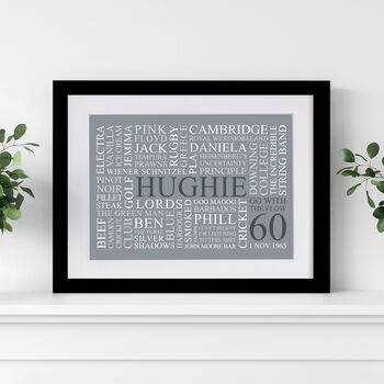 Personalised 60th Birthday Word Art Print, 8 of 12